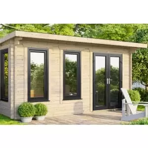 Power Sheds 16 x 12ft Right Hand Door Pent Notched Logs Log Cabin