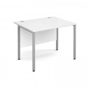 Maestro 25 SL Straight Desk 1000mm x 800mm - Silver H Frame White top