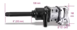 Beta Tools 1930LA 1" Drive Reversible Composite Air Impact Wrench 8" Anvil