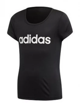 adidas Youth Girls C Tee, Black/White, Size 7-8 Years, Women