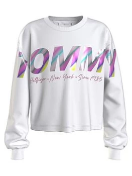 Tommy Hilfiger Girls Multi Shine Print Long Sleeve T-Shirt - White, Size Age: 10 Years, Women