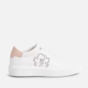 Ted Baker Womens Loulay Leather Flatform Trainers - White/Pink - UK 5