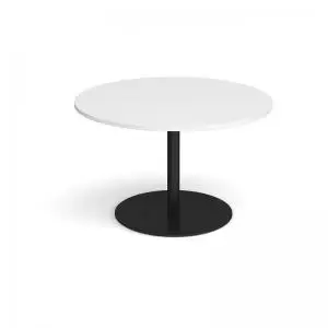 Eternal circular boardroom table 1200mm - Black base and white top