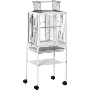 Bird Cage with Stand Budgie Cage Open Play Top Parrot Cage Stand White - Pawhut