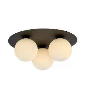 Solar Black Globe Ceiling Light with White Glass Shades, 3x E14