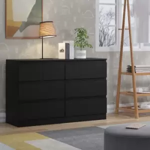 Stora Modern 6 Drawer Chest - Matt Black - Black