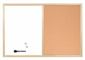 Bi-Office Wood Frame CorkDrywipe Board 900x600mm MX07001010