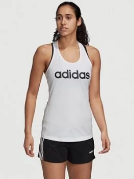 adidas Essentials Linear Slim Tank, White/Black, Size S, Women