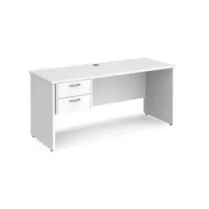 Office Desk Rectangular Desk 1600mm With Pedestal White Top And Panel End Leg 600mm Depth Maestro 25