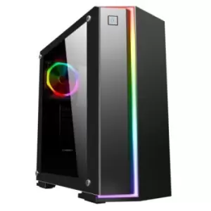 GameMax Starlight ARGB Gaming Case w/ Glass Window ATX Rainbow Strip Front ARGB Rear Fan ARGB PWM Hub IR Remote Control Black