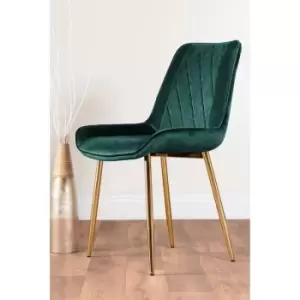 Pesaro Green Velvet Gold Leg Luxury Dining Chairs (Set of 2) - Gold