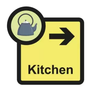 Kitchen Arrow Right Sign, Self Adhesive Foamex (305mm x 310mm)