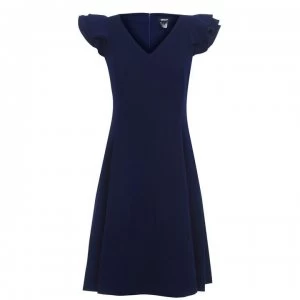 DKNY Fit and Flare Ruffle Dress - SPRING NAVY