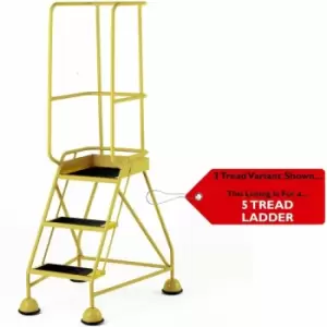 5 Tread Mobile Warehouse Steps & Guardrail yellow 2.2m Portable Safety Stairs