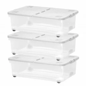 Wham 32 Litre Box with Wheels and Folding Lid Pack of 3