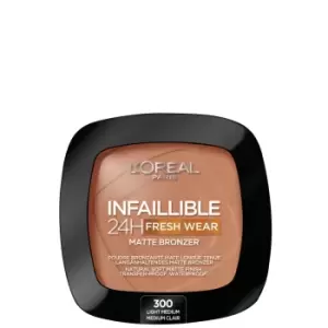 LOreal Paris Infallible 24H Longwear Soft Matte Bronzer 90ml (Various Shades) - 300 Light Medium