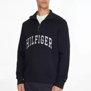 Tommy Hilfiger Arch Logo Organic Cotton-Blend Half-Zip Sweatshirt - M