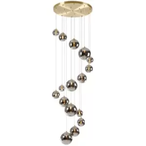 Luminosa Segal Ceiling Pendant, 16 Light G9, Satin Gold, Chrome Plated Glass