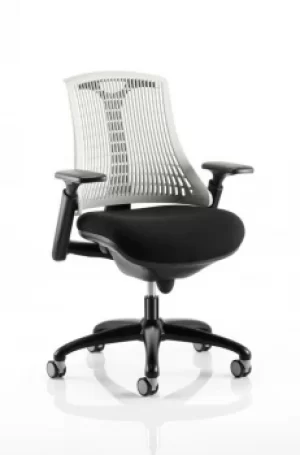 Flex Task Operator Chair Black Frame Black Fabric Seat Moonstone White