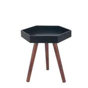 Black MDF & Brown Pine Wood Hexagon Table K/D