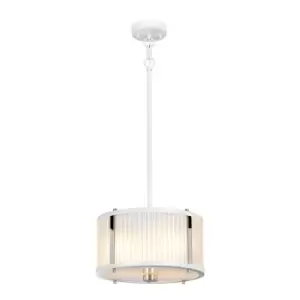 2 Bulb Ceiling Pendant White Satin Painted Highly Polished Nickel LED E27 60W