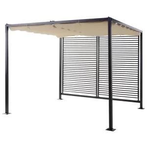 Outsunny 2.8m x 3m Retractable Metal Frame Outdoor Garden Pergola Beige