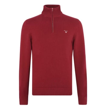 Gant Cotton Half Zip Jumper - Red