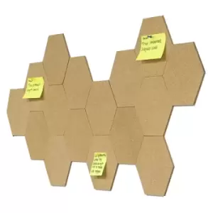 Hexagon Cork Notice Boards - Pack of 8 (Includes 40 Pins) Pukkr