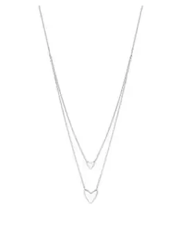 Simply Silver Sterling Silver 925 Polished Double Row Heart Necklace