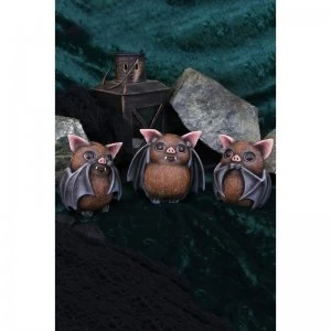 Three Wise Bats Figurines