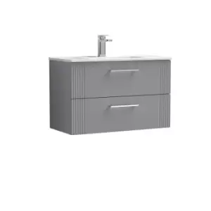 Nuie Deco 800mm Wall Hung 2 Drawer Vanity & Basin 2 - Satin Grey