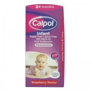 Calpol Sugar Free Colour Free Infant Suspension Strawberry Flavour 2+ Months - 100ml