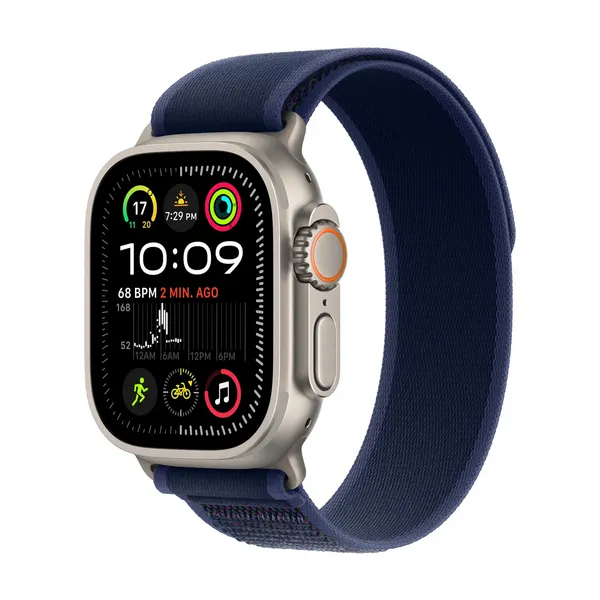 Apple Watch Ultra 2, 49mm, Natural Titanium Case, GPS + Cellular [2024] - Blue Trail Loop - S/M