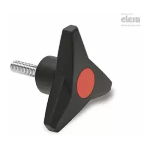 Elesa - soft Three-arm knob-VB.839/80 p-M10x30-Soft-C6 Red