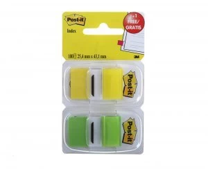 3M Post It Tape Flags 43x25mm 100 Sheets YellowGreen