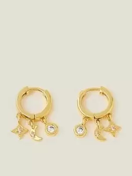 Accessorize Z Celestial Station Charm Hoops, Gold, Women