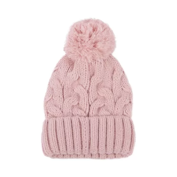 totes Cable Knit Hat with Pom Pom Detail Pink