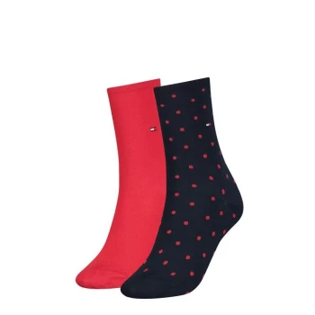 Tommy Bodywear Hilfiger Dot Crew Socks 2 Pack Ladies - Red