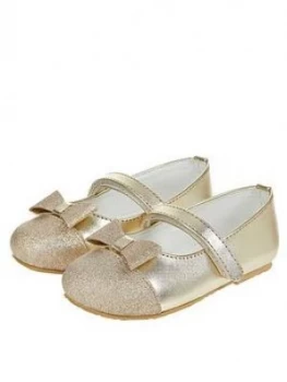 Monsoon Baby Gracie Glitter Toe Cap Walker Shoe - Gold, Size 2 Younger