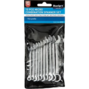 Bluespot - 04311 10 Piece Micro Combination Spanner Set (4-11mm)