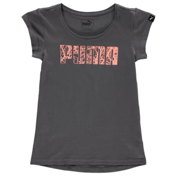 Puma Logo T Shirt Junior Girls - Grey