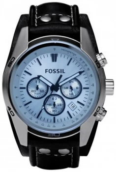 Fossil Coachman Mens Chronograph Black Leather Strap Watch