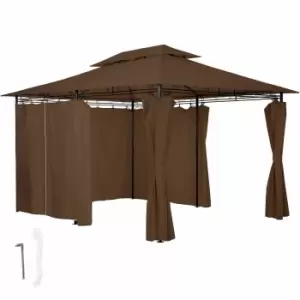 Tectake Luxury Gazebo Emine 4X3M With 6 Side Panels Brown