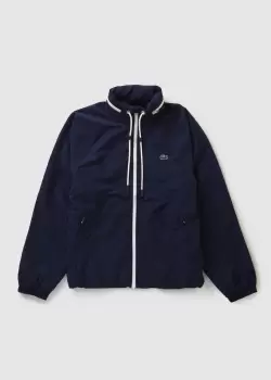 Lacoste Mens Colour-Block Water-Repellent Taffeta Short Jacket In Navy Blue