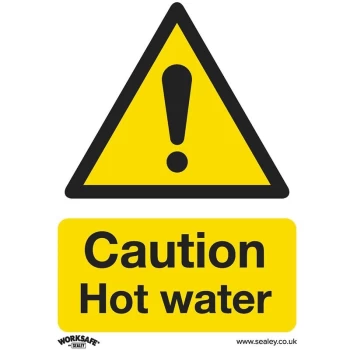 Sealey SS38V10 Warning Safety Sign - Caution Hot Water - Self-Adhesive Vinyl - Pack of 10