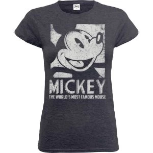 Disney - Mickey Mouse Most Famous Womens Medium T-Shirt - Grey