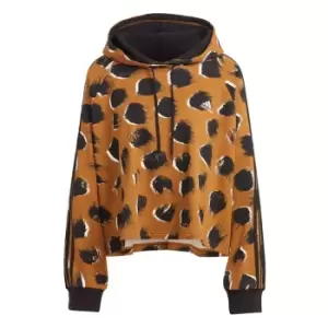 adidas Essentials 3-Stripes Animal Print Hoodie (Plus Siz - Bronze Strata / Multicolor / B