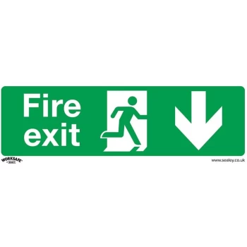 SS22V10 Safe Conditions Safety Sign - Fire Exit (Down) - Self-Adhesive Vinyl - Pack of 10 - Sealey