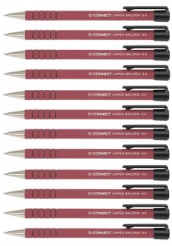 Q-Connect Red Lamda Ballpoint Pen (Pack of 12)