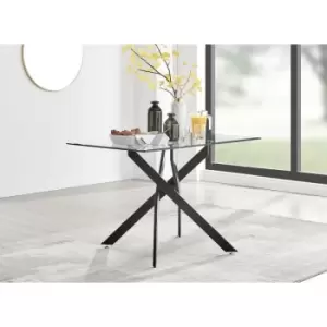 Furniturebox Leonardo 4 Seat Black Metal Leg Modern Dining Table